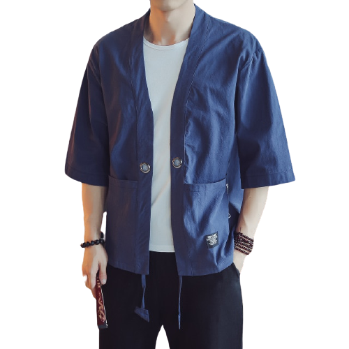 Blue Samurai Haori Streetwear Jacket
