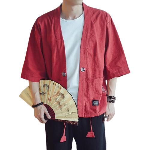 Red Samurai Haori Streetwear Jacket