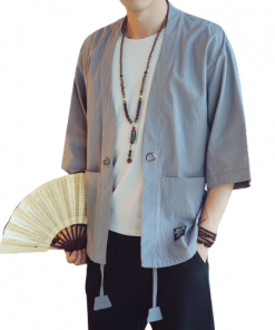 Light Blue Samurai Haori Streetwear Jacket