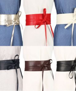 PU Leather Obi - Wide Dress Belt