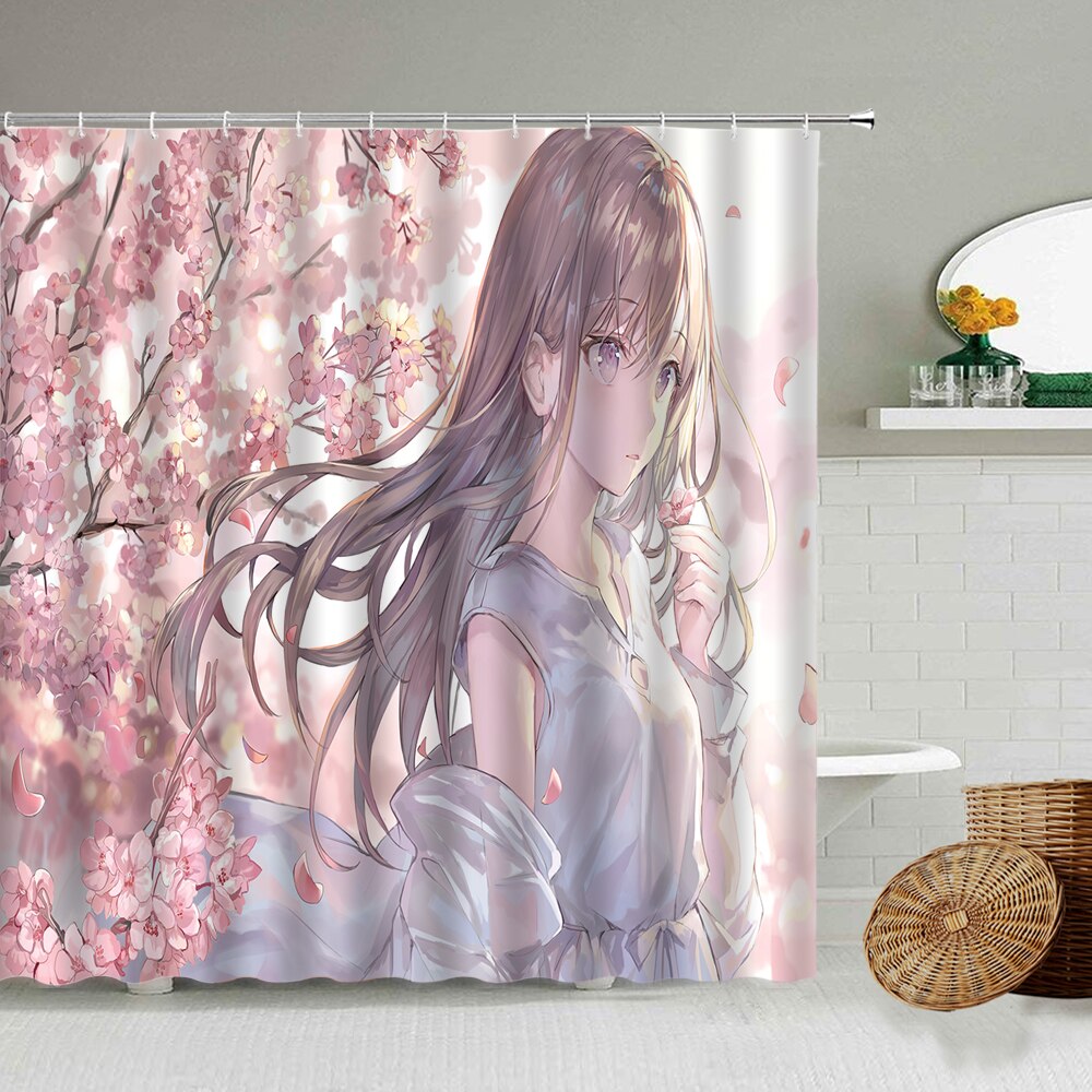 Anime Sakura Girl Shower Curtain