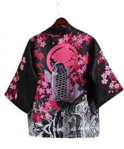 Japanese Carp Print Kimono Cardigan